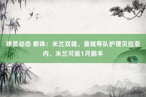 球员动态 都体：米兰双雄、曼城等队护理贝拉亚内，米兰可能1月脱手