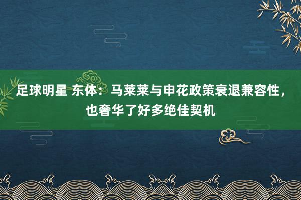 足球明星 东体：马莱莱与申花政策衰退兼容性，也奢华了好多绝佳契机