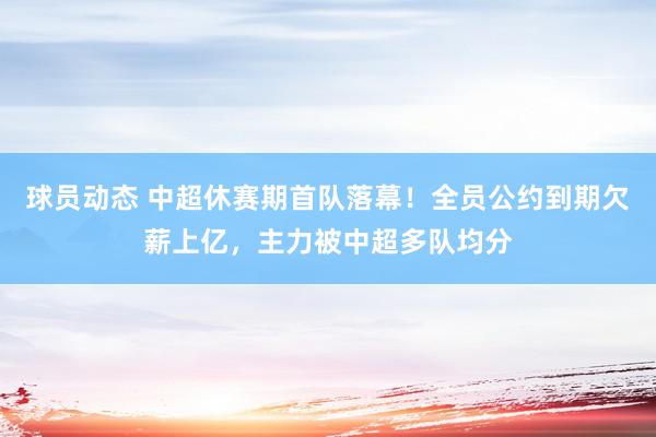 球员动态 中超休赛期首队落幕！全员公约到期欠薪上亿，主力被中超多队均分