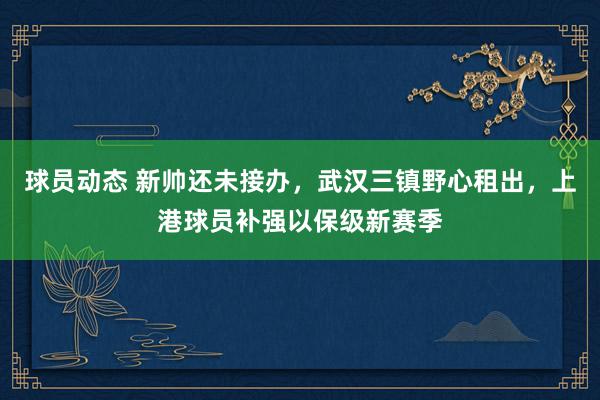 球员动态 新帅还未接办，武汉三镇野心租出，上港球员补强以保级新赛季